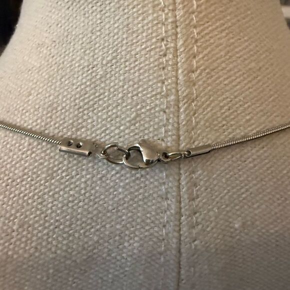 Green Chalcedony Wire Wrapped Pendant on Stainless Steel Chain Necklace. - Picture 5 of 5